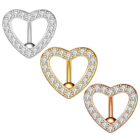 Кольцо для пупка из нержавеющей стали с фианитом, 14 г, 10 мм