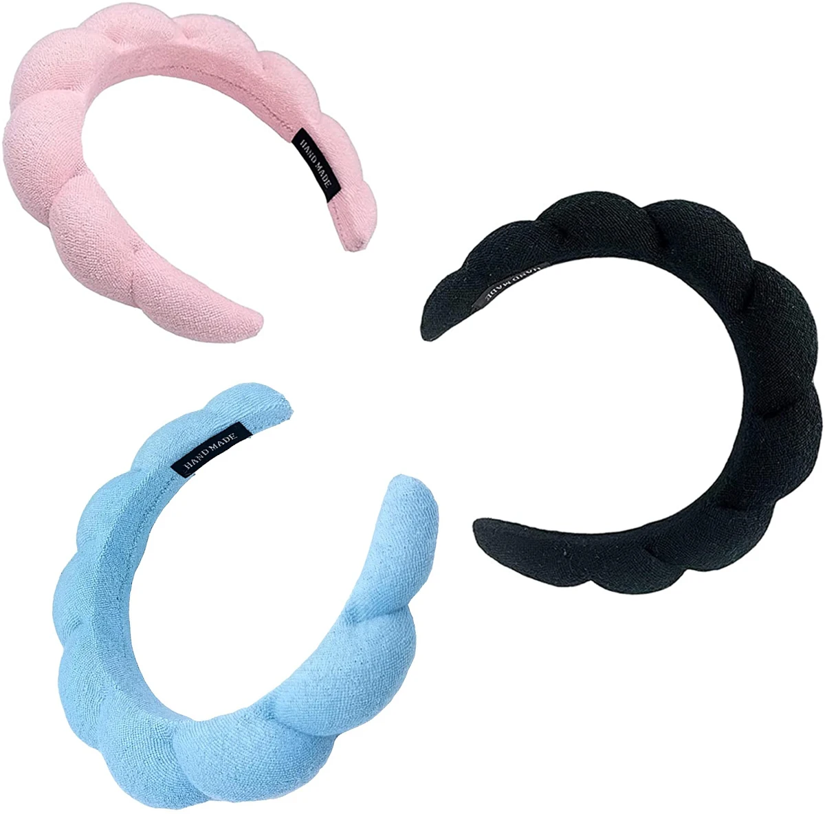 3Pcs Spa Headbands for Women 7Inch Soft Fabric Head Band Durable Wide Hair Hoop Multi-color Spa Headband for Skincare Face