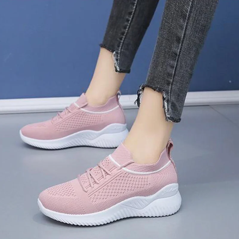 

2022 Women Shoes Lace-up Solid Color Flat Women's Sneakers Trainers Thick Soled Sneakers Outdoor Comfortable Shoes Woman Mujer