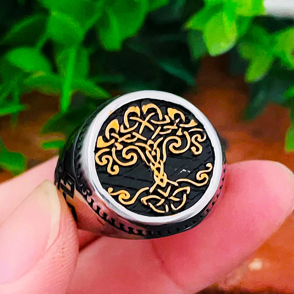 

Viking Tree of Life Ring for Men Vintage Nordic Yggdrasil Celtic Rings Stainless Steel Biker Amulet Jewelry Gift Wholesale