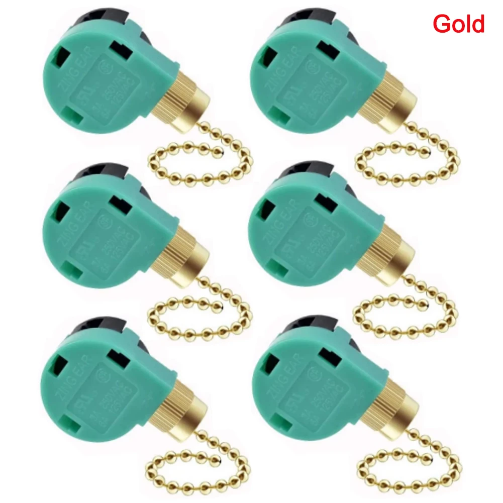 

6Pack Ceiling Fan Switch 3 Speed 4 Wire Zing Ear ZE-268S6 Fan Pull Chain Switch Replacement Speed Control Switch
