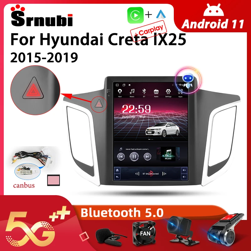 Автомобильный радиоприемник Srnubi Android 11 0 для Hyundai Creta IX25 2015-2019 мультимедийное видео