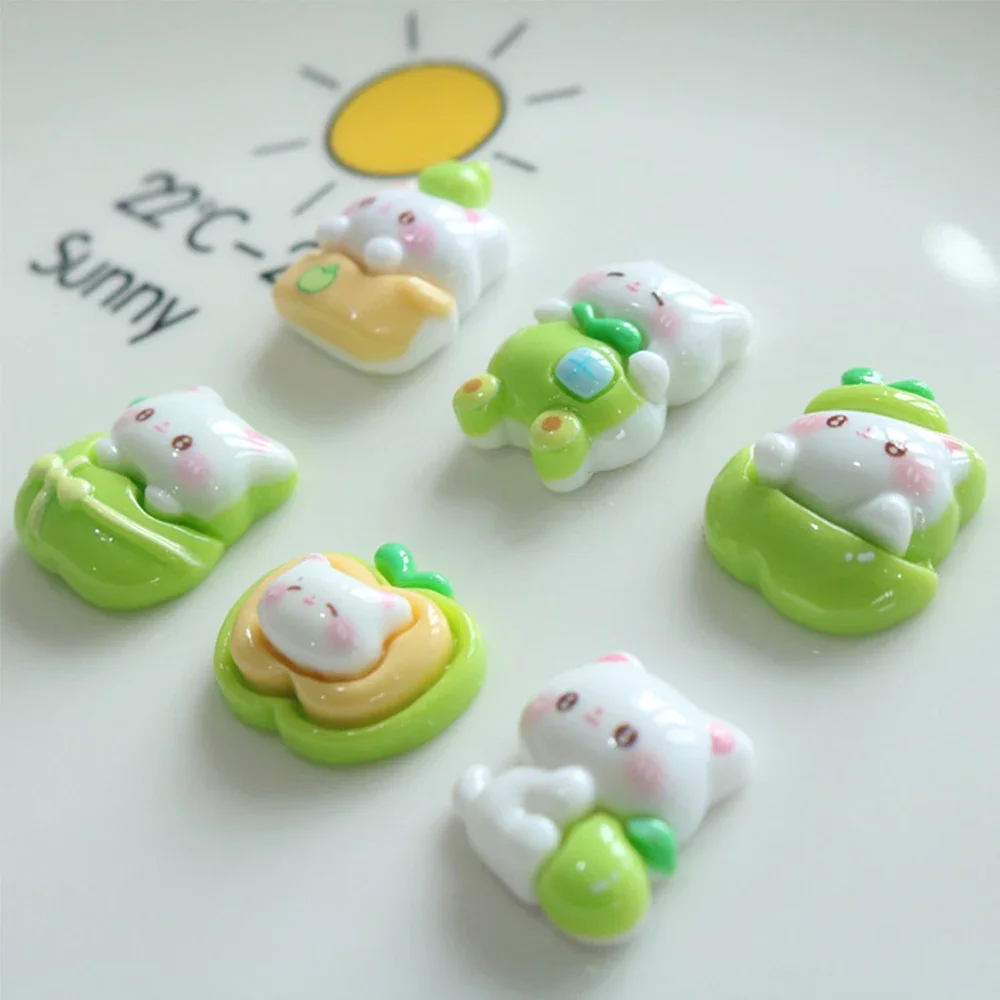 Фото 10 шт. блестящие зеленые кабошоны серии Apple Cat из смолы с плоской задней частью для скрапбукинга DIY ювелирные изделия ремесленные украшения аксессуары №4