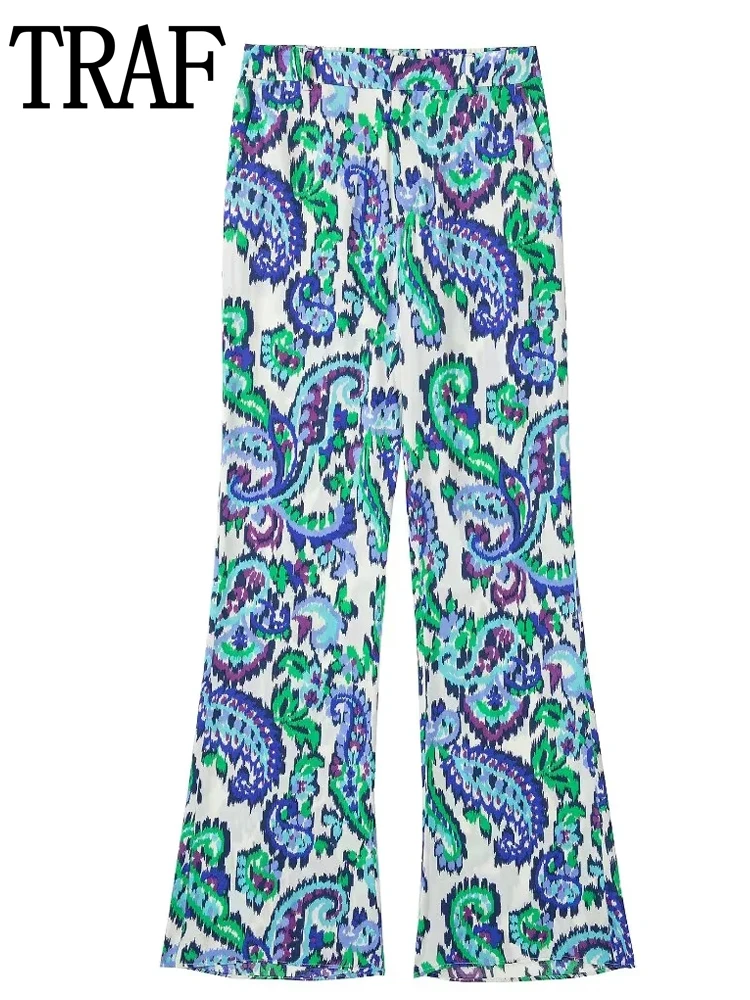 

Брюки-клеш Женские с завышенной талией, с принтом