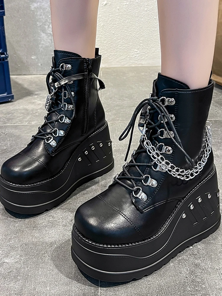 

Fashion Sexy Women High Heels Chelsea Boots Casual Punk Platform Shoes 2022 Autumn Winter Designer New Motorcycle Women Sandals