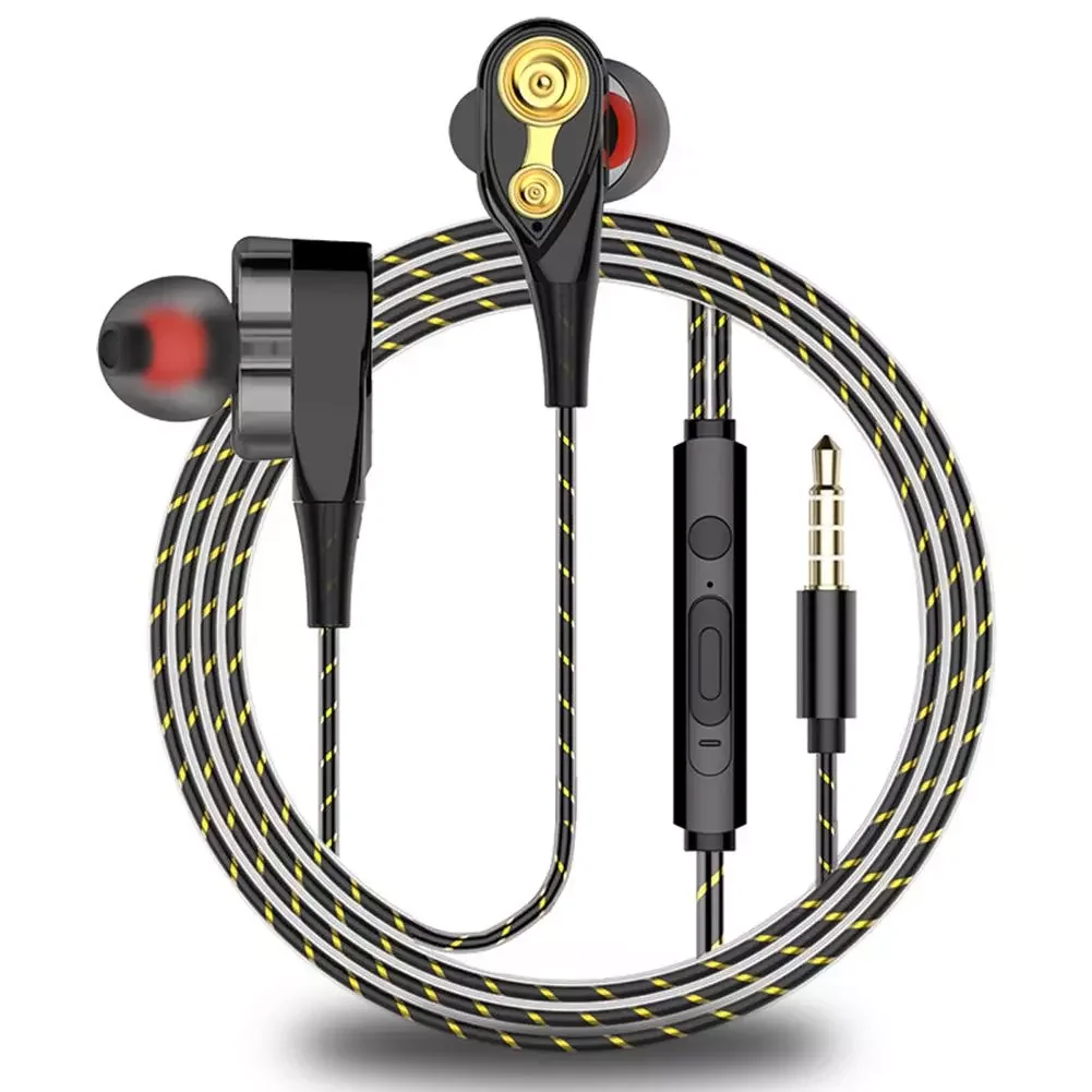 

Dual Moving Coil 3.5mm Wired In-Ear Earphone Heavy Bass Stereo Earbuds with Microphone (Single or Double Horn)