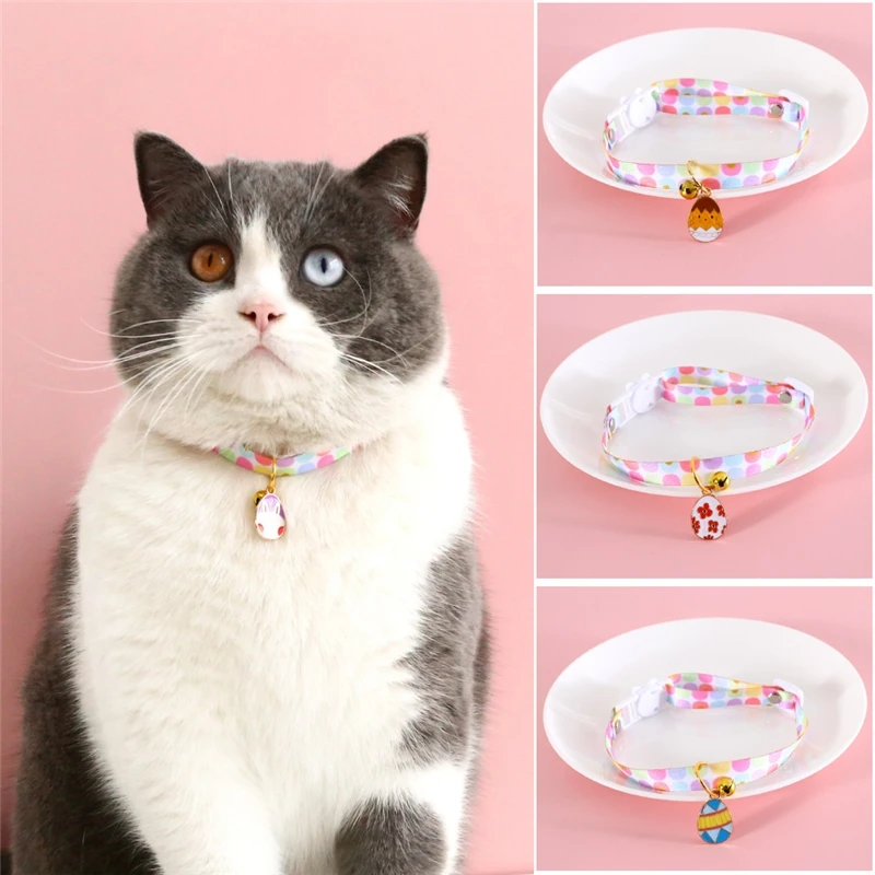 

Adjustable 17-33cm Cute Egg/Rabbit/Flower Pendants Collars Simple Bells Neck Collar For Puppy Dogs Pets Supplies Accessories