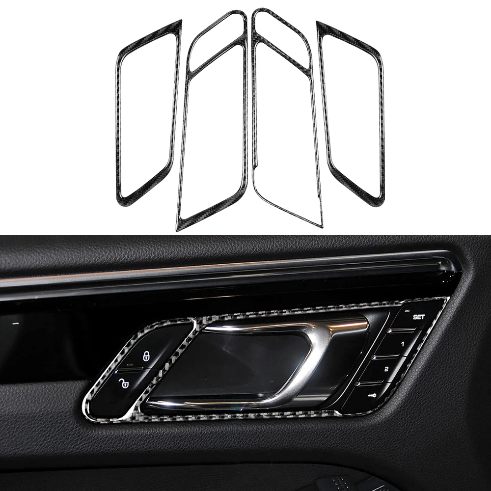 

for Porsche MACAN 2014-2021 Door Handle Frame Panel Decoration Cover Trim Sticker Car Interior Accessories Carbon Fiber