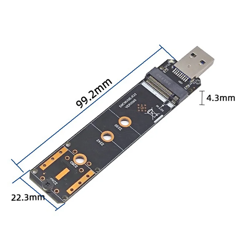 Адаптер M.2 NVME SSD на USB3.2 GEN2 10 Гбит/с адаптер для 2230 2242 2260 2280 RTL9210B
