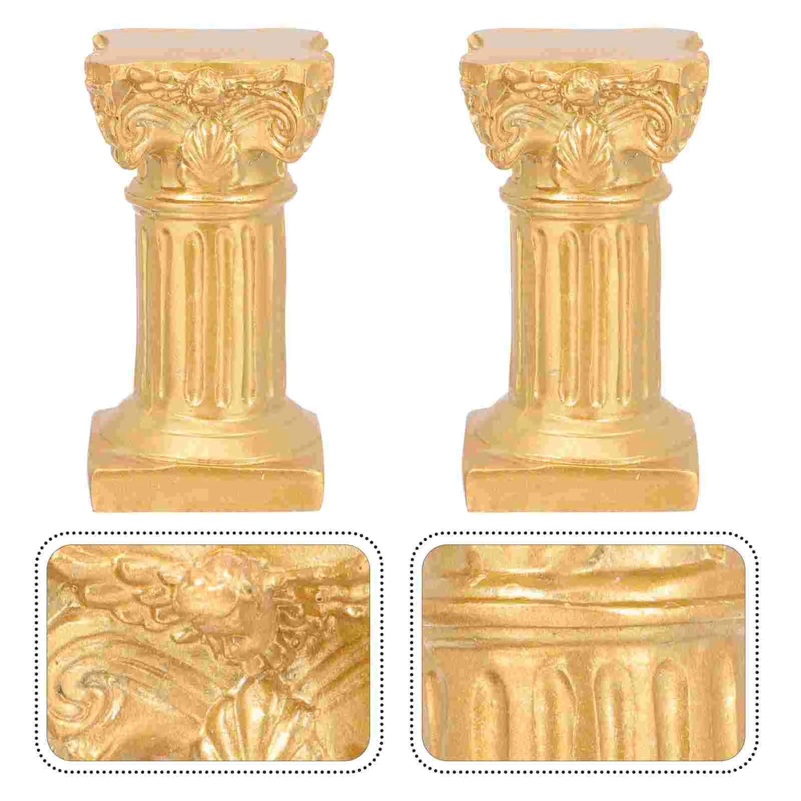

2 Pcs Gold Wedding Decor Columns Pillars Candelabra Miniatures Roman Columns Mini Pillar Pedestals Mini Roman Pillar
