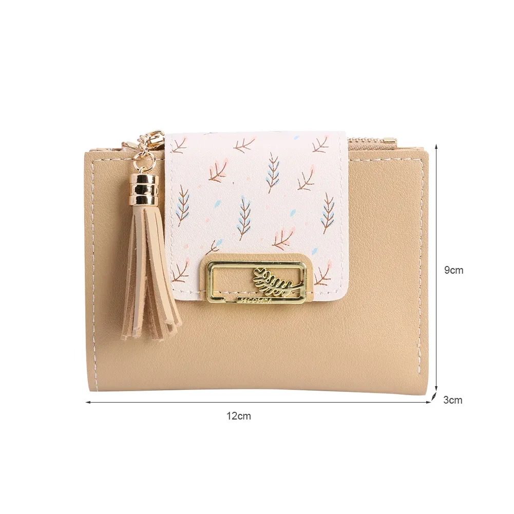 Ultra-thin Wallet Tassel Short Wallet for Woman Mini Coin Purse Ladies Clutch Small Wallet Female Pu Leather Card Holder