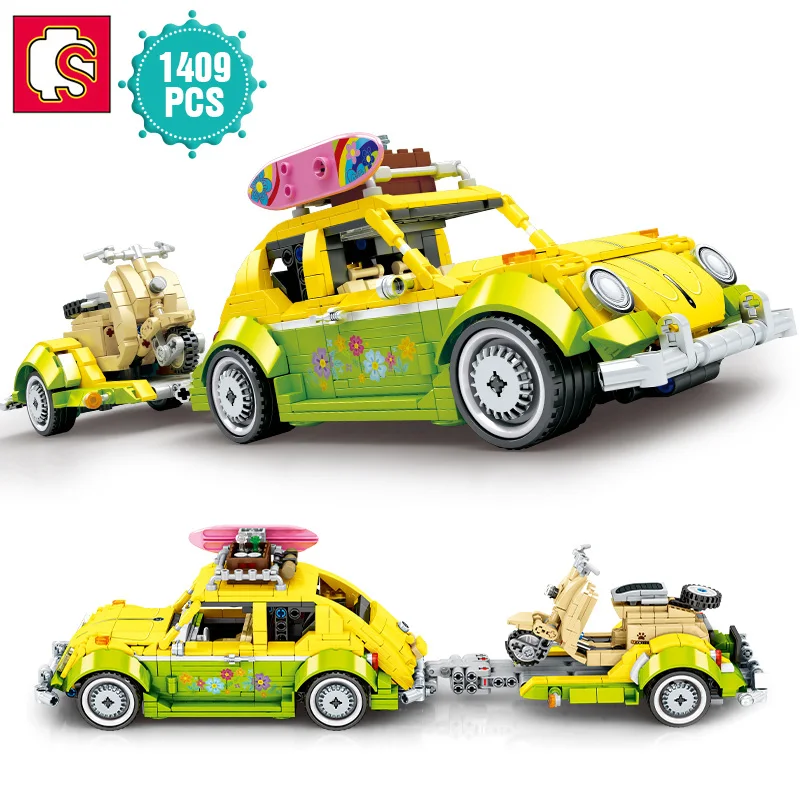 

Technical Legp Ideas DIY Tourist Picnic Car Technik Building Block Trailer Set Brick MOC Educational Assembly Toys for Kids