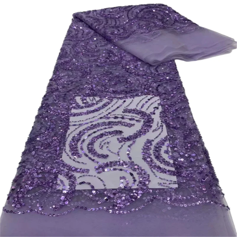 

5 ярдов, африканская кружевная ткань, фиолетовое кружево, вышивка, сетка, кружево с блестками, 3D французское кружево, нигерийская сетка, тюль для вечернего платья