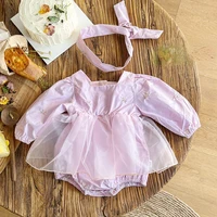 2022 spring new style baby girl fashion net gauze skirt romper long sleeved bag fart baby girls clothes baby girl summer clothes