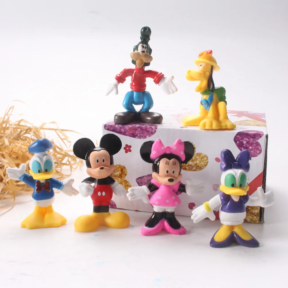 

6pcs/set Disney Mickey Minne Goofy Anime Figures Toy Donald Daisy Duck Pluto PVC Action Figure Cartoon Model Doll Gift Kids toys