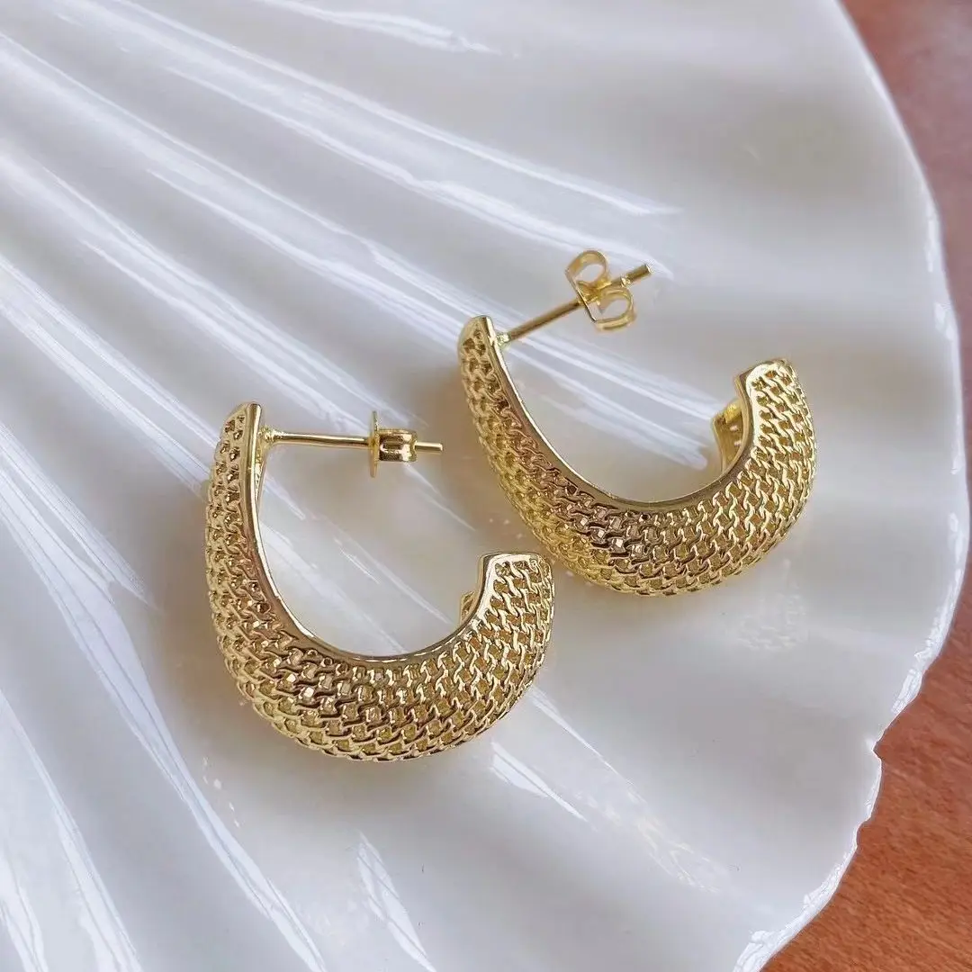 5 пар, металлические серьги-гвоздики геометрической формы золотого цвета