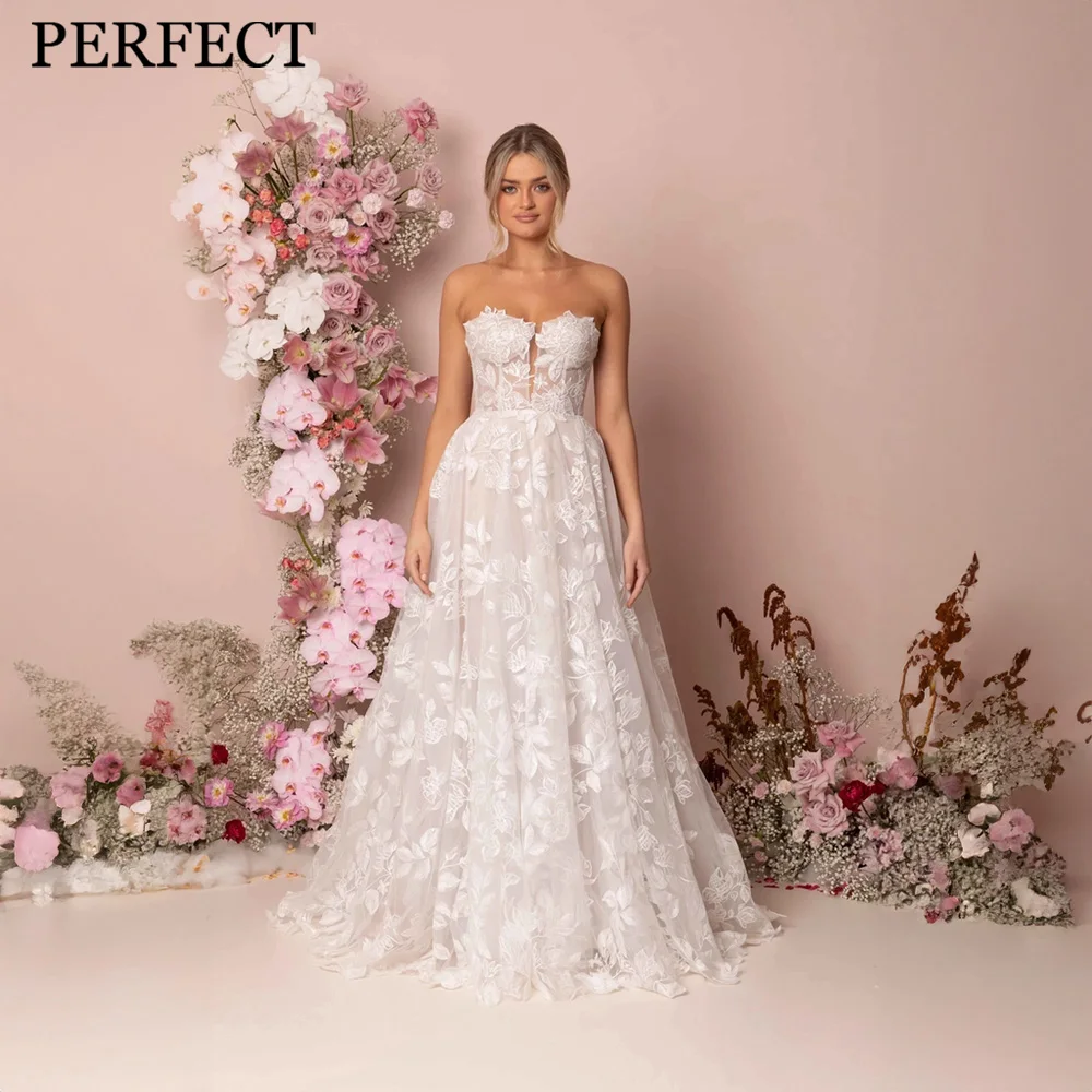 

PERFECT Gorgeous Wedding Dresses For Woman A-line Sweetheart Sleeveless Open Back Appliques Draped Elegant Vestidos De Novia