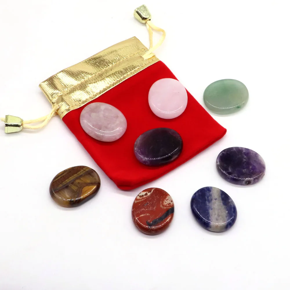 

7 Чакра овальная мини-хлопка для большого пальца забывайте о беспокойстве Камни натуральные кристаллы восстановление успеха богатство рейки энергия Карманный массажный драгоценный камень