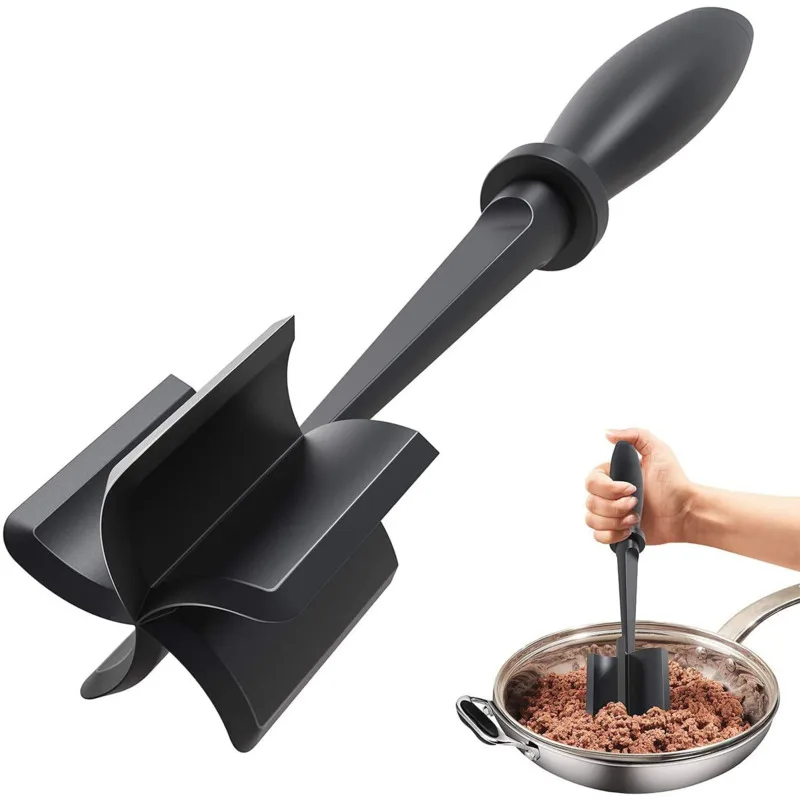 Meat Chopper Heat Resistant Meat Masher for Hamburger Meat Ground Beef Smasher Non Stick Mix Chopper Potato Masher Tool