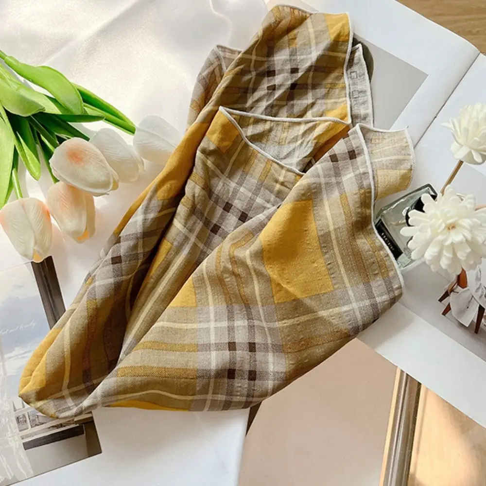 Повязка на голову с цветком хлопковый льняной квадратный шарф платок в