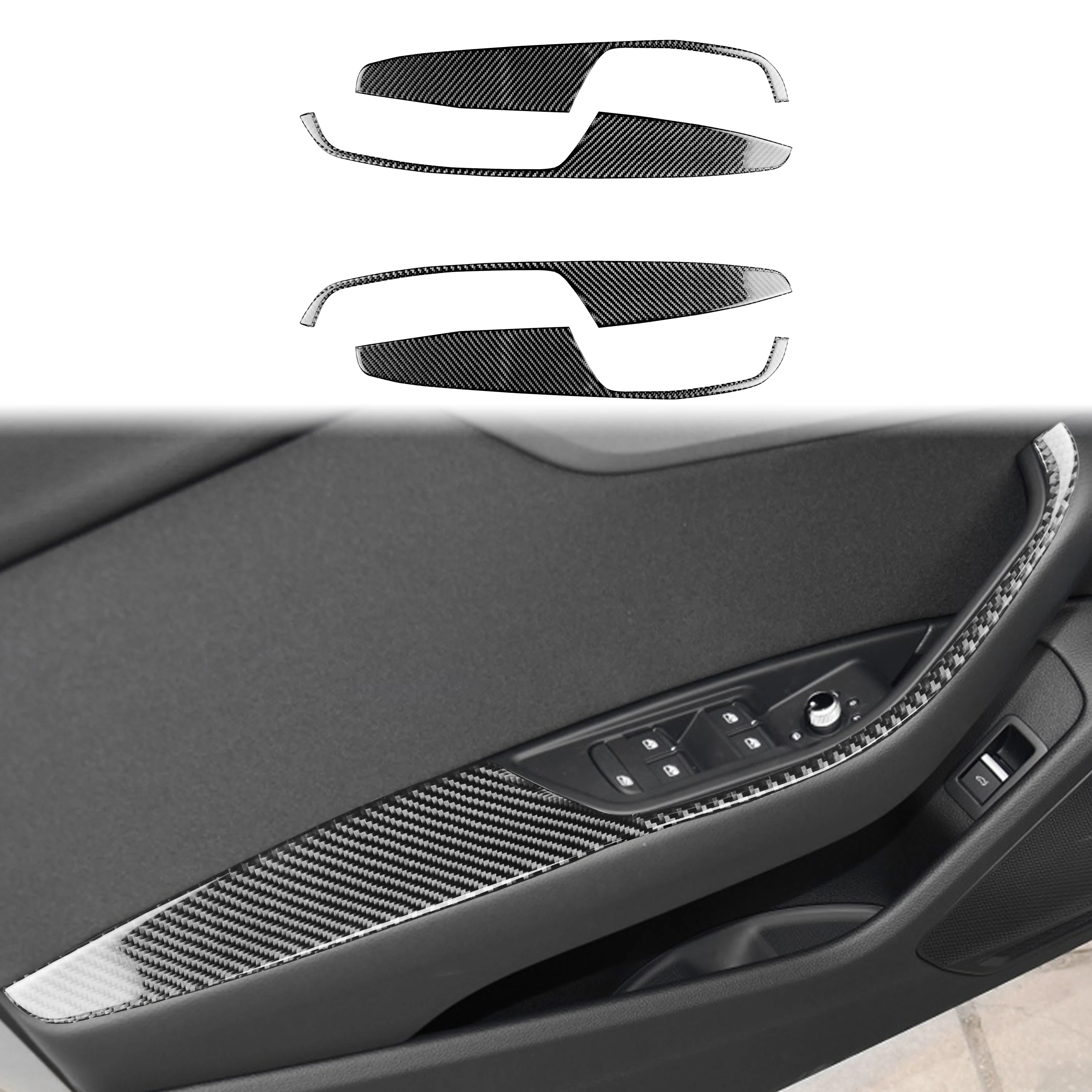 

For Audi A4 B9 2017 2018 2019 2020 Carbon Fiber Car Door Armrest Panel Cover Trim Sticker Auto Interior Pegatinas De Coche