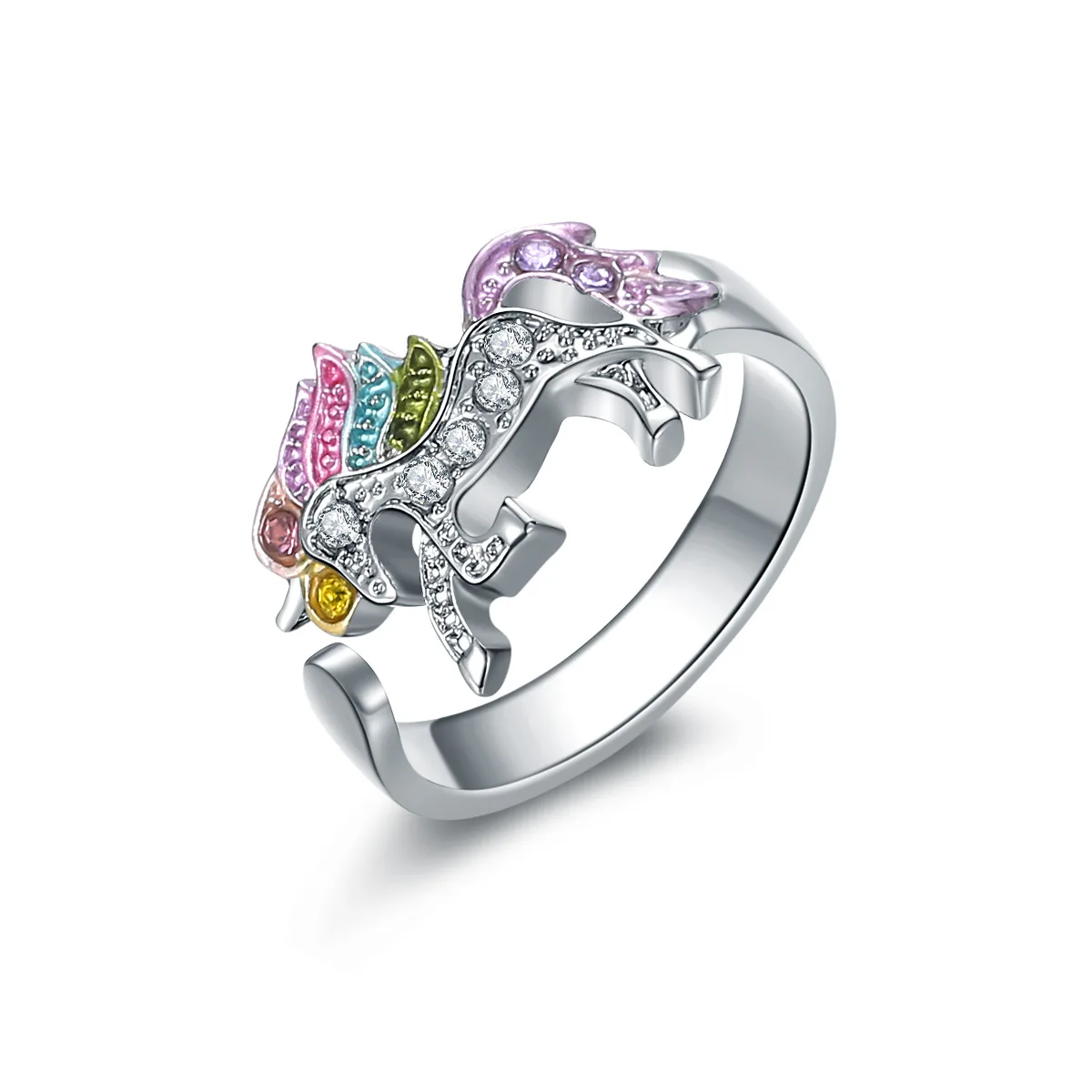 

Valentine's Day New Color Unicorn Ring Color Pony Opening Adjustable Ring Female Resizable Rings for Women Glow In The Dark
