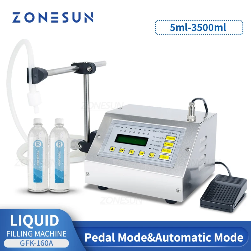 ZONESUN GFK-160A Electric Orange Juice Edible Oil Bottle Filler Soft Drink Liquid Volumetric Filling Machine