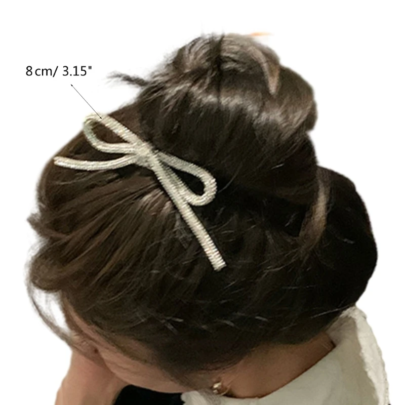 Заколка для волос с бантиком и стразами косички в хвост блестящие головные уборы