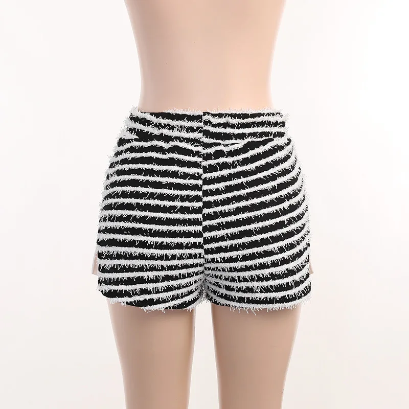 MOVOKAKA Fashion Sexy Striped Women Shorts Casual High Waist Knitted Mini Bottoms Streetwear Stacked Short Pants Summer Clothing