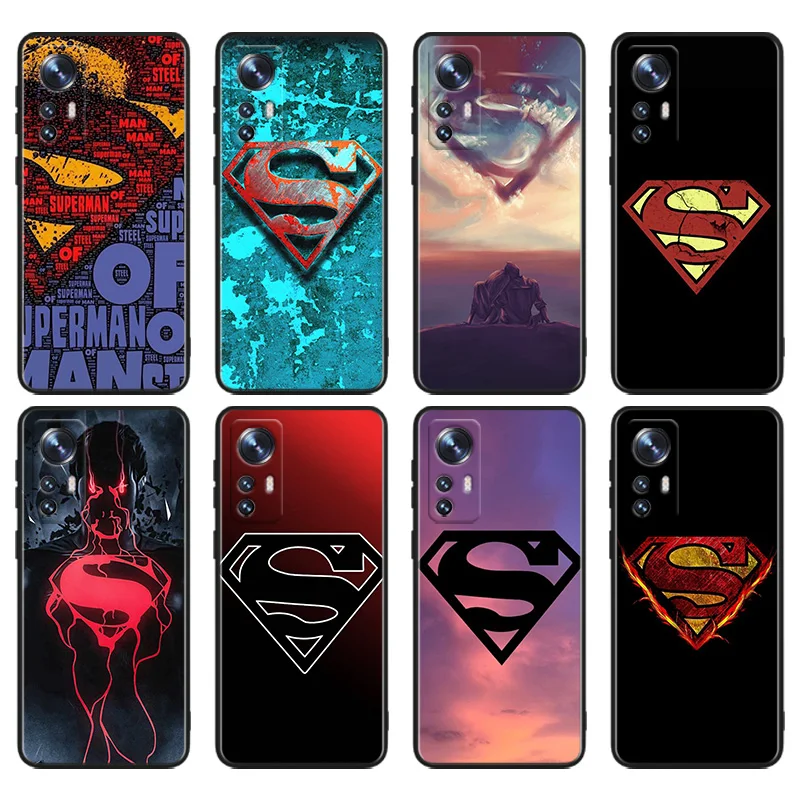 

Superhero Superman Logo Phone Case For Xiaomi Mi 12T 12S 12X 11i 11X 11T 11 10T 10S Ultra Pro Lite Black Soft Cover