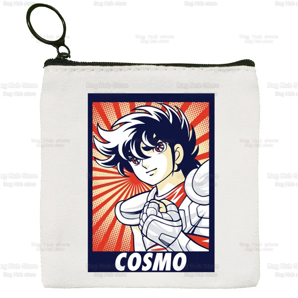 Saint Seiya Seya Anime Knights of The Zodiac Cute Solid Color Canvas Coin Purse Small Fresh New Zipper Key Bag Hand Gift Bag