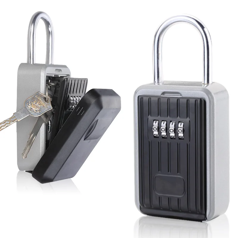 

Aluminum Alloy Key Safe Household Key Storage 4-digit Combination Lock Box Weatherproof Indoor and Outdoor Key Storage Lock Box