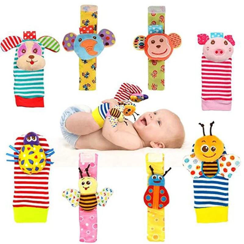 

Детская музыкальная игрушка 0, 6, 12 месяцев, новорожденные Мультяшные плюшевые носки, погремушки на запястье, интерактивные игрушки для детей, звуковые игры для малышей