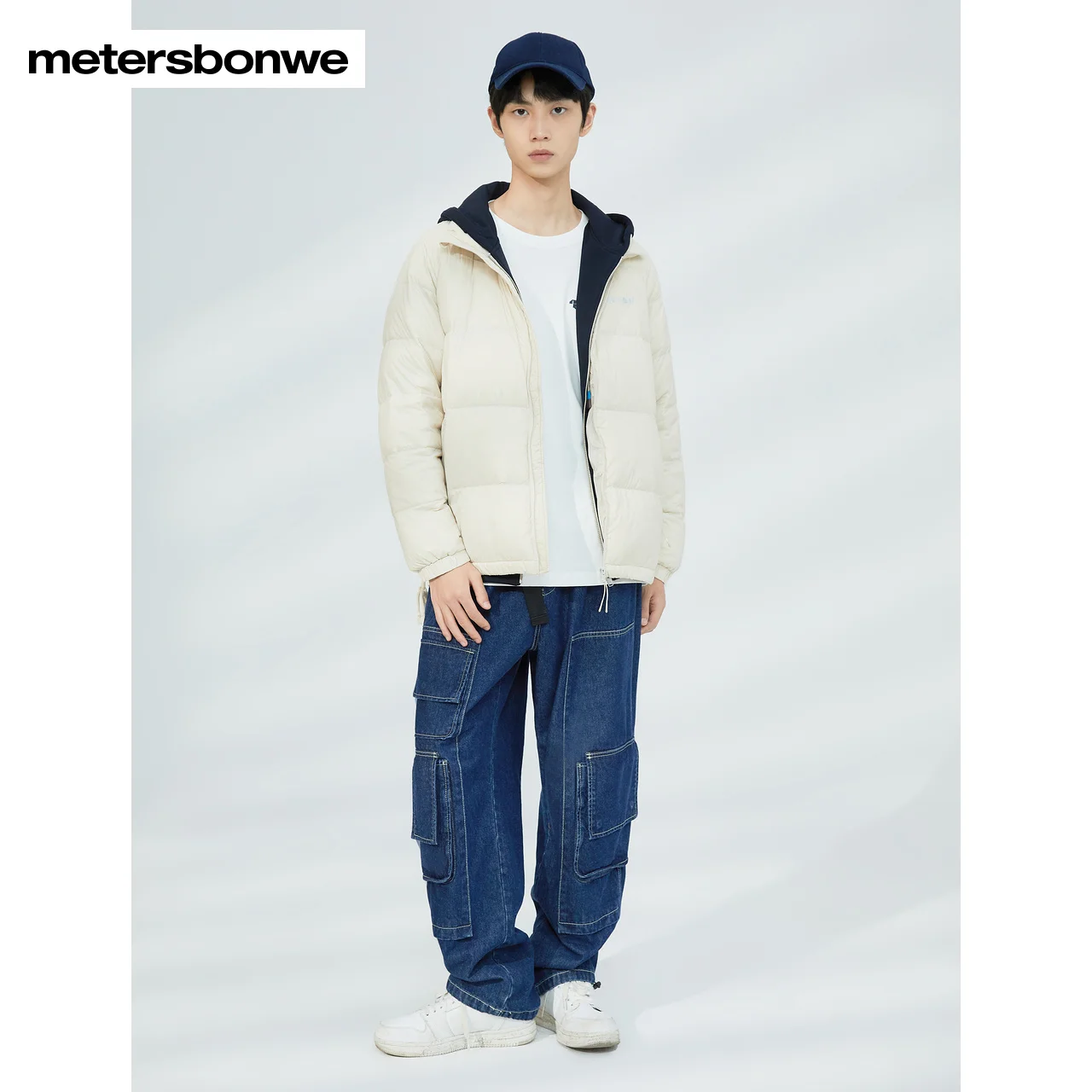 Metersbonwe Graphene Fabric Warm Down Wear For Men 90% Gray Duck Down Stand Collar Solid Color Warm Wear Fit Winter Down Coats