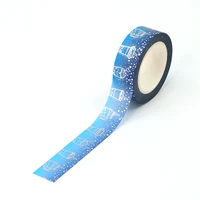 new 1pc foil kleirn blue milk tea washi tape scrapbooking stationery office supply masking tape 15mm10m