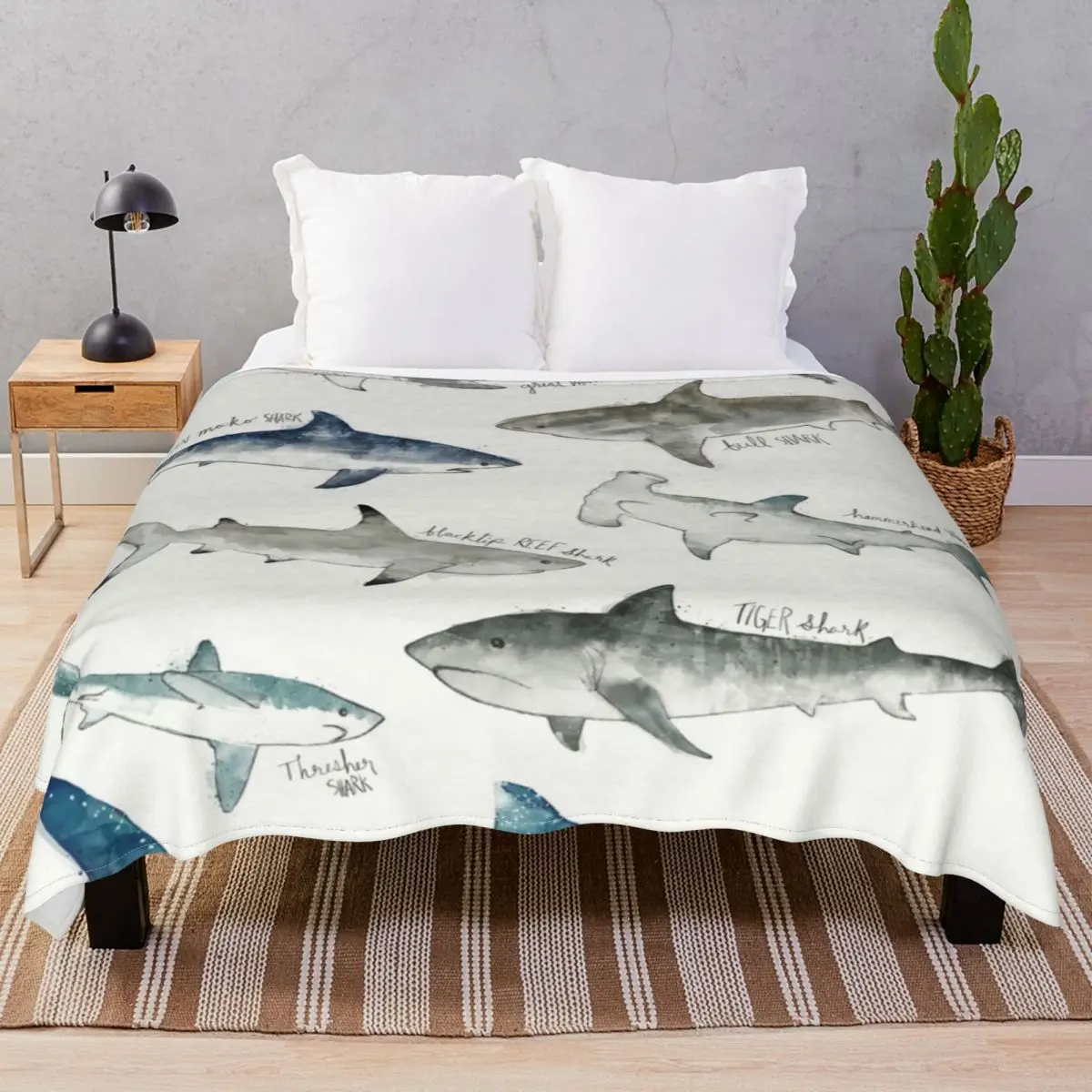 Sharks Blanket Fleece Decoration Comfortable Throw Blankets for Bedding Sofa Travel Office