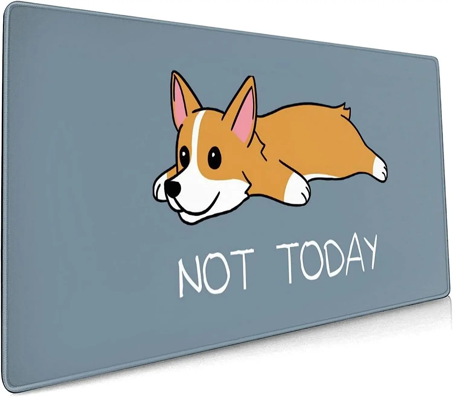 

Corgi Dog Desk Pad 35.4x15.7 Inch XXL Cute Dog Quote Design Extended Mouse Pad Non-Slip Rubber Base Large Gaming Mousepad -Blue