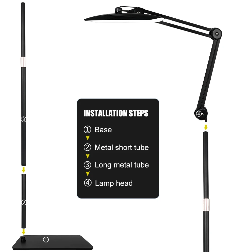 Металлический торшер с поворотным кронштейном