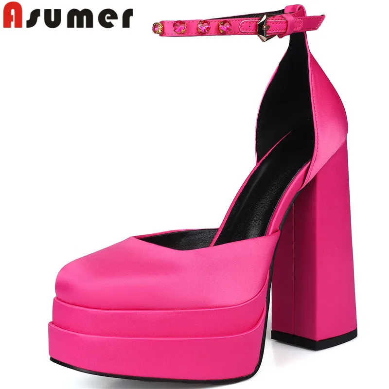 

ASUMER 2022 Size 34-46 New Silk Platform Sandals Women Extreme High Heels Shoes Solid Summer Fashion Ladies Party Shoes