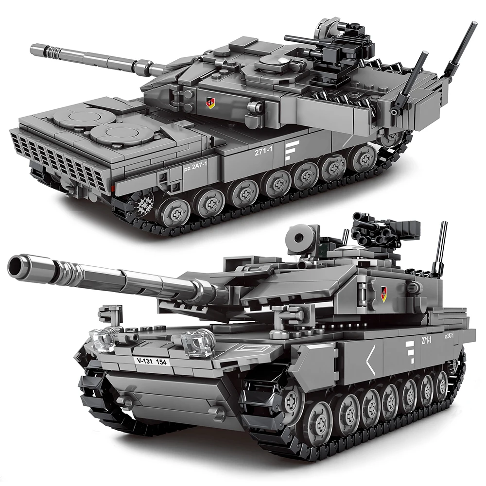 

Military Tanks Weapon Soldier Blocks Set Leopard 2A7+ Main Battle Tank Model Police Building Bricks Army for Kids Children Toys