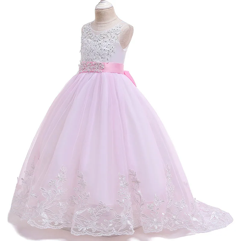 

Pink White First Bridesmaid Dress Girl Kids Dresses For Girls Children Pageant Party Wedding Princess Dress 3-14 Years