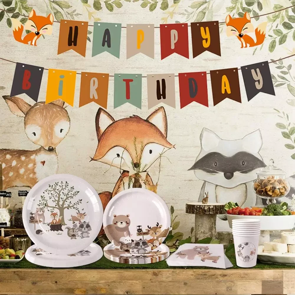 

Animals Woodland Party Birthday Party Decoration Kids Forest Tableware Safari Jungle Party Supplies Baby Shower