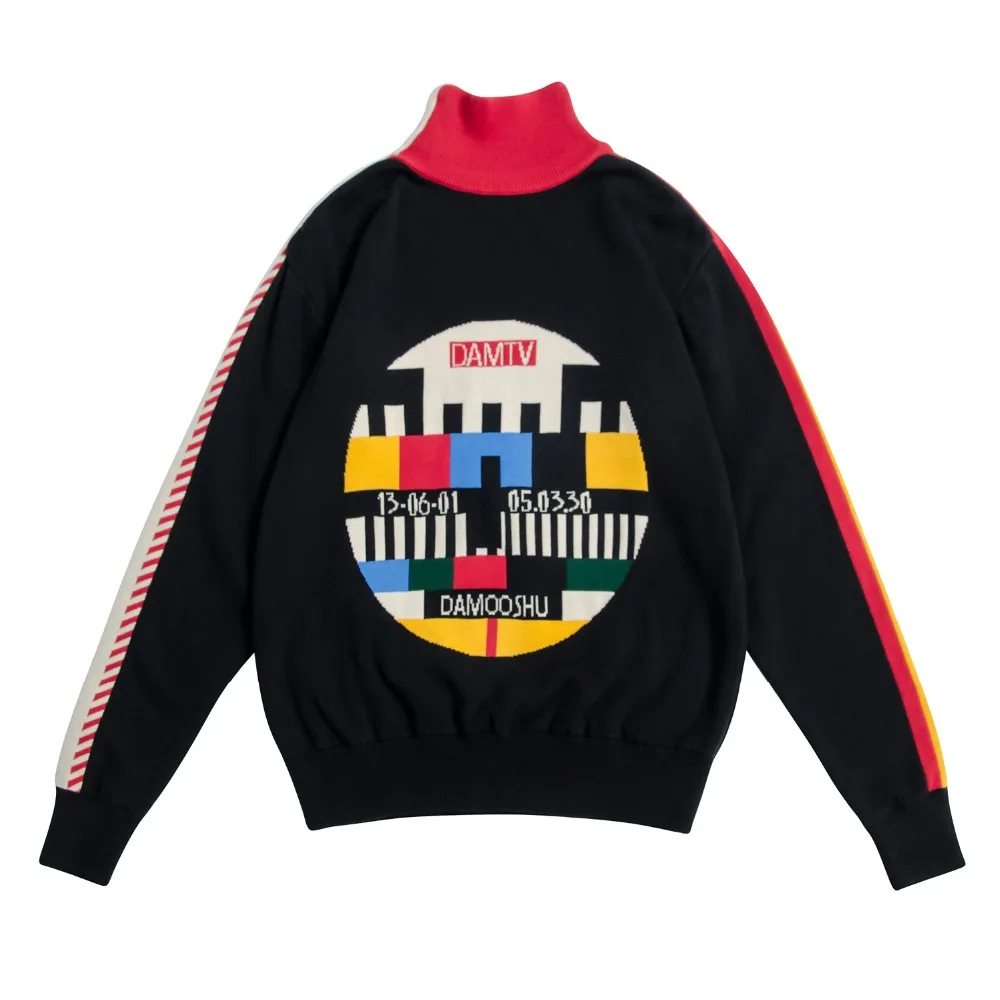 

Autumn Winter Women Vintage Black Sweater Cotton Knitwear Pullover Knitted Tops Geometric Thicken Warm Turtleneck 2022 New Hot