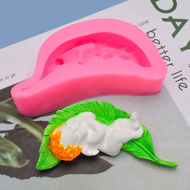 

Feather Baby Baby Sleeping Position Sugar Turning Silica Gel Mold DIY Chocolate Baking Products Cake Decoration