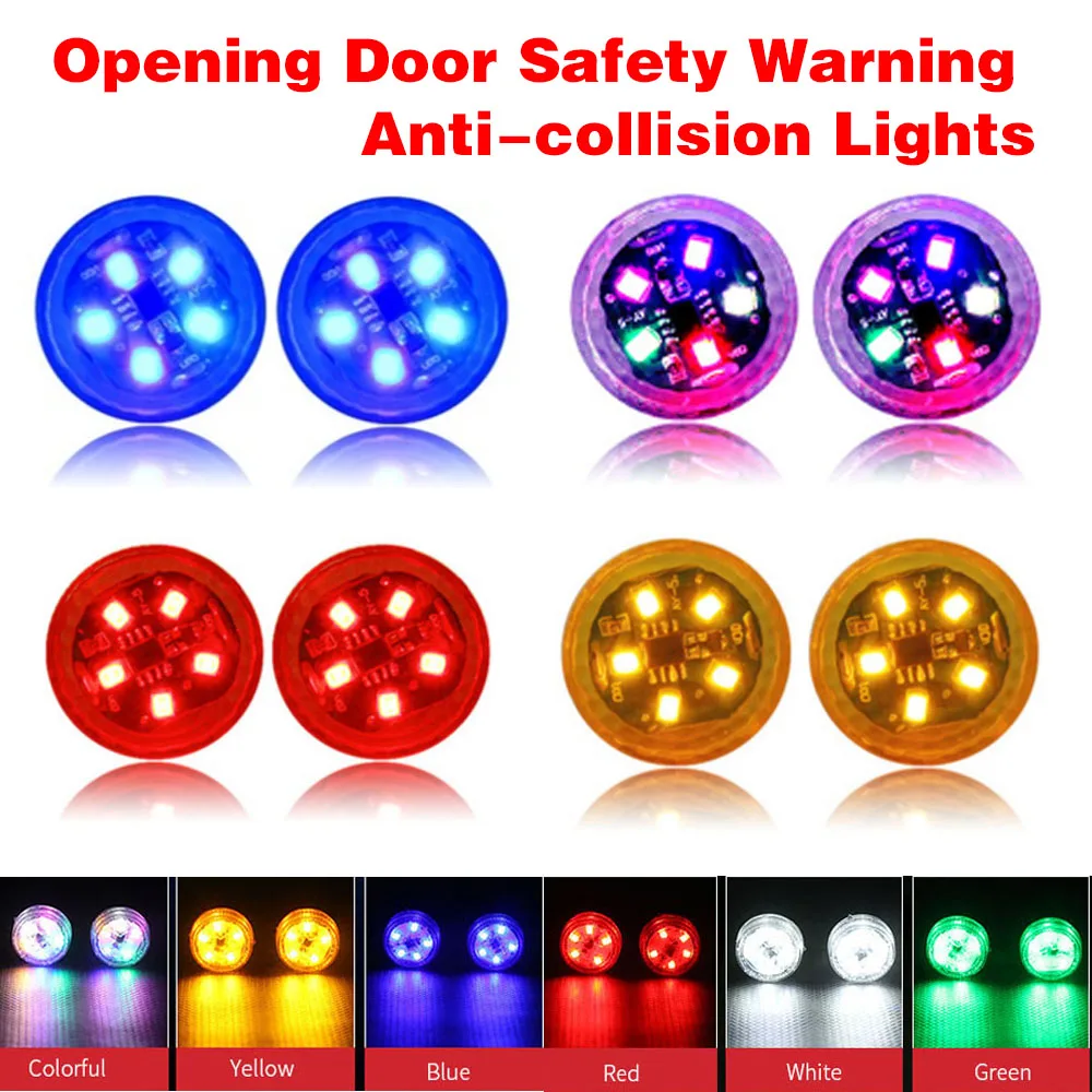 

2Pc LED Lights Car Opening Door Warning Anti-collision Red Bulbs Portable Wireless Alarm Lamp Auto Strobe Parking Light