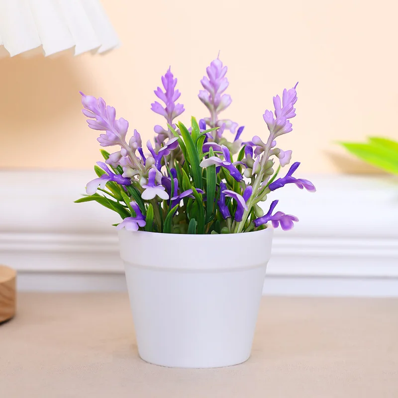 1 Шт. Искусственный Лавандовый Горшок 14 См Реалистичное Украшение Для Офисного