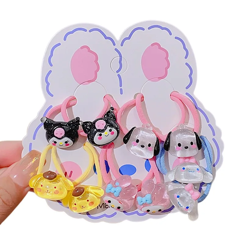 

Kawaii Sanrioed Kuromi Cinnamoroll Cartoon High Elasticity Rubber Band Girls Thumb Hair Tie Tie Hair Headband Hair Accessories