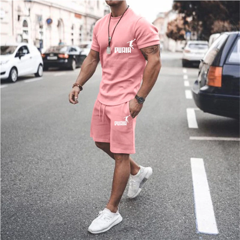Cotton Set High Quality Brand printed TShirts Shorts Sets 2 Piece Outfits Sets for Men 2023 New Summer Streetwear set mens