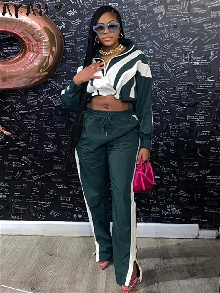 Akaily осенний повседневный спортивный костюм из 2 предметов с цветными блоками