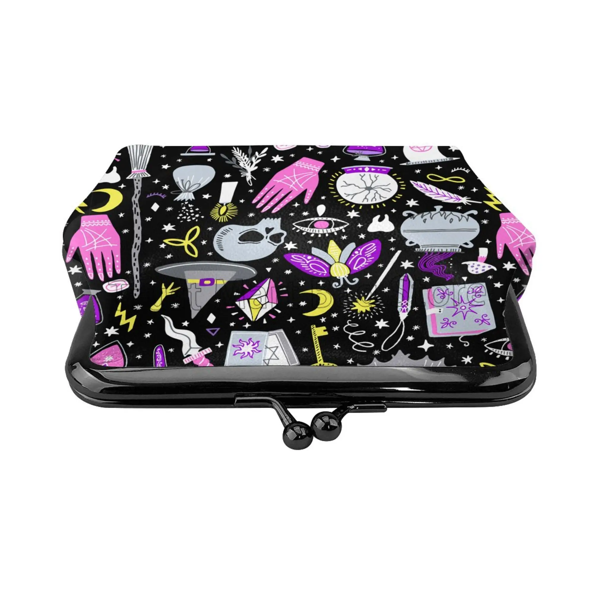 Маленький кожаный кошелек Magic Witch с узором в готическом стиле маленький для смены